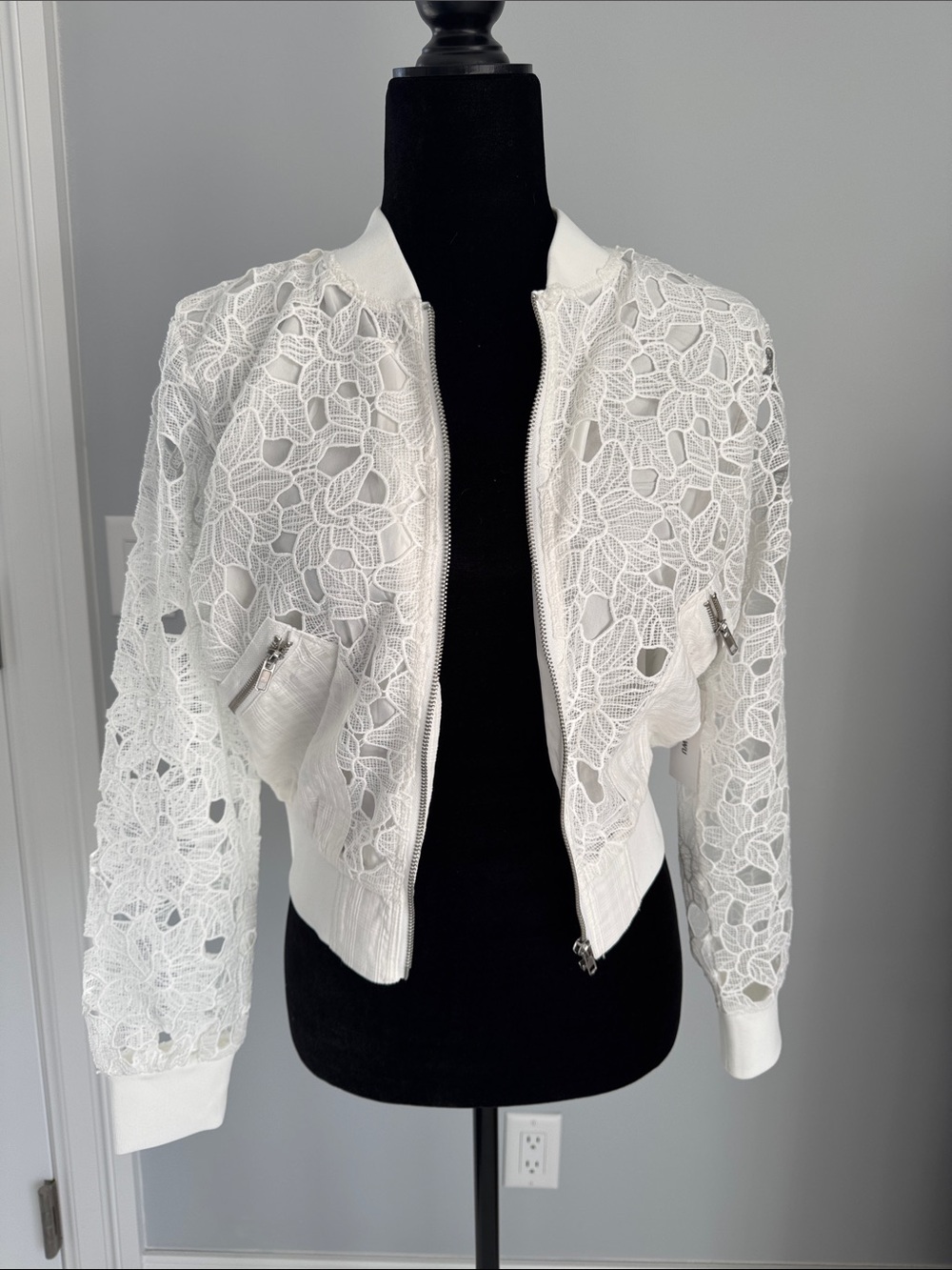 Jason Wu White Lace Bomber Jacket